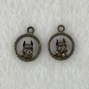 Set of 2 Vintage Boxer Dog Charms Pendants for Earrings Necklace Unbranded